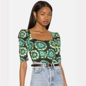 FREE PEOPLE WOMEN’S GIVE ME MORE TOP STRAPPY BACK IN GREEN/BLACK COMBO NWT